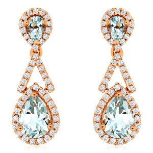 AQUAMARINE & DIAMOND EARRING