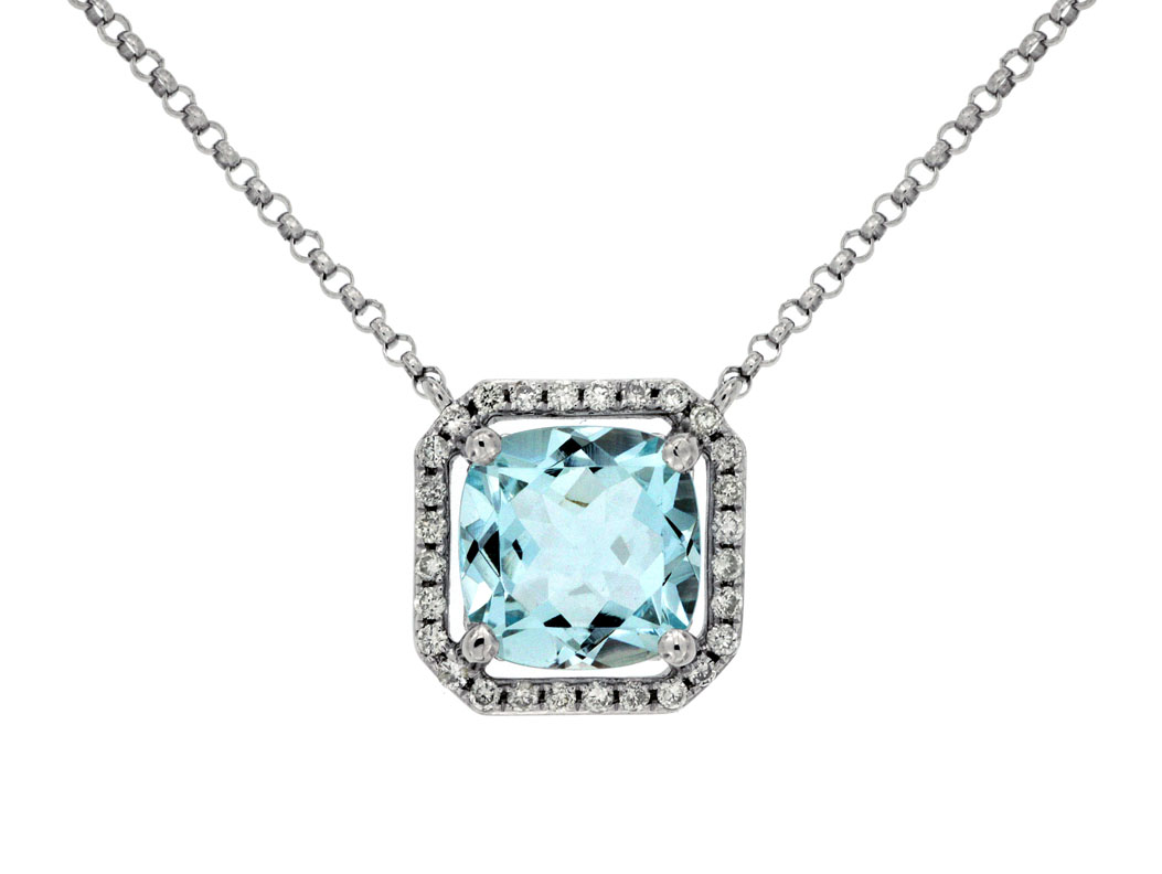 AQUAMARINE & DIAMOND NECKLACE