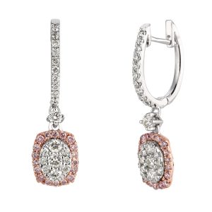 WHITE & PINK DIAMOND EARRING