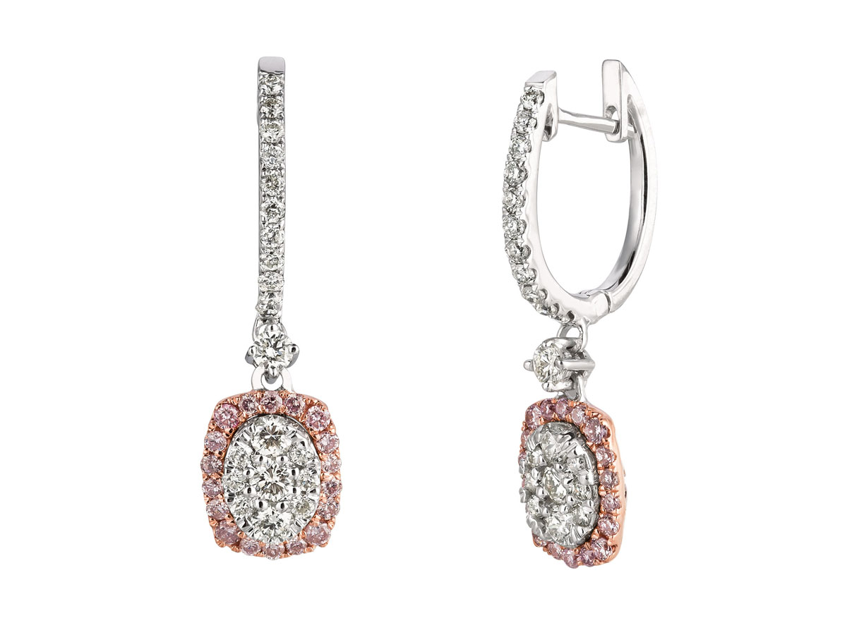WHITE & PINK DIAMOND EARRING