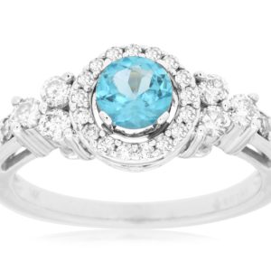 BLUE TOPAZ & DIAMOND RING