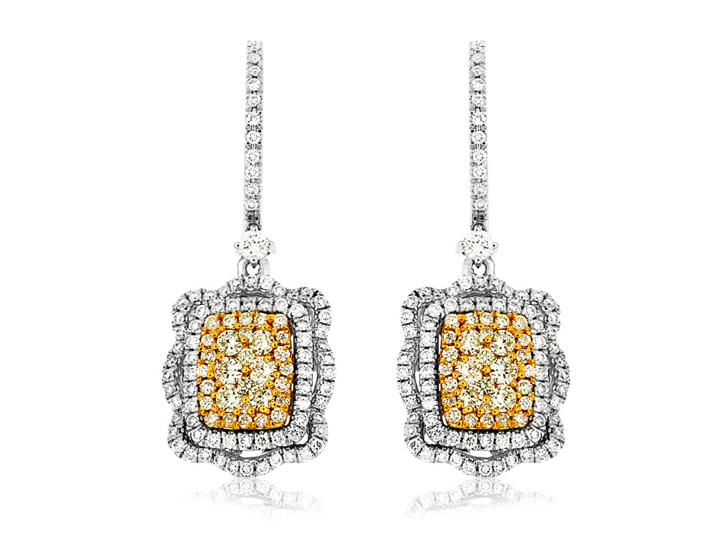 YELLOW DIA & DIAMOND EARRING