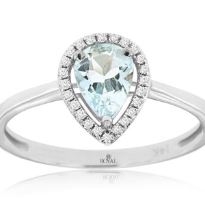 AQUAMARINE & DIAMOND RING