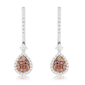WHITE & PINK DIAMOND EARRING