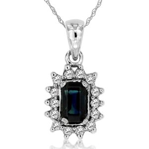 SAPPHIRE & DIAMOND PENDANT(W.G