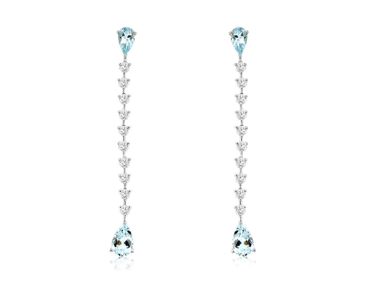 AQUAMARINE & DIAMOND EARRING
