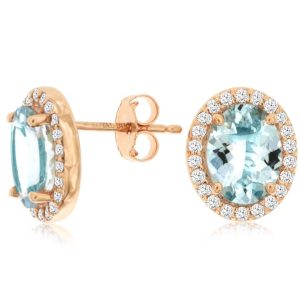 AQUAMARINE & DIAMOND EARRING