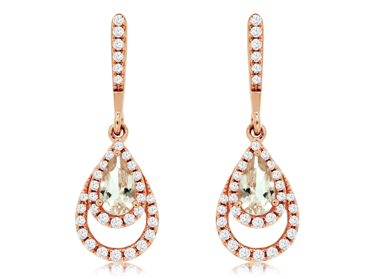 MORGANITE & DIAMOND EARRING