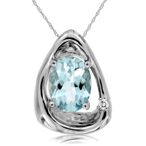 AQUAMARINE & DIAMOND PENDANT