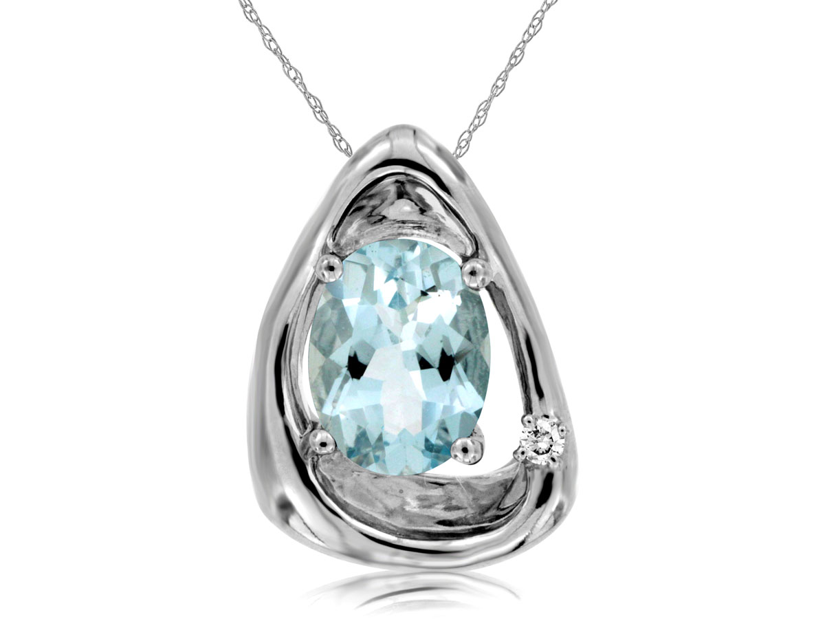 AQUAMARINE & DIAMOND PENDANT