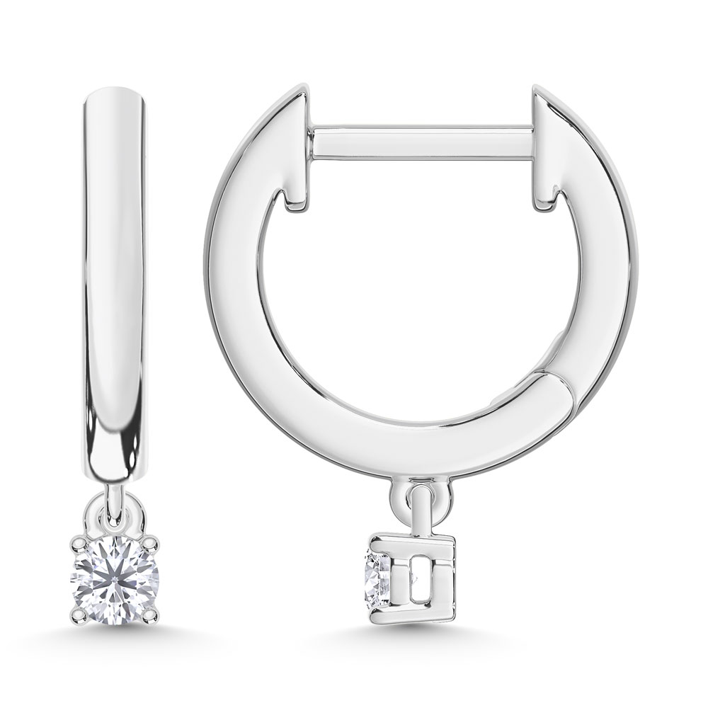 14K White Gold Lab Grown Diamond 1/6 Ct.Tw.Hoop Earrings