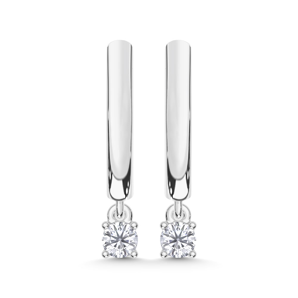 14K White Gold Lab Grown Diamond 1/6 Ct.Tw.Hoop Earrings