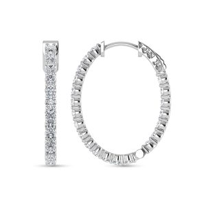 14K White Gold Lab Grown Diamond 2 3/4 Ct.Tw. Hoop Earrings