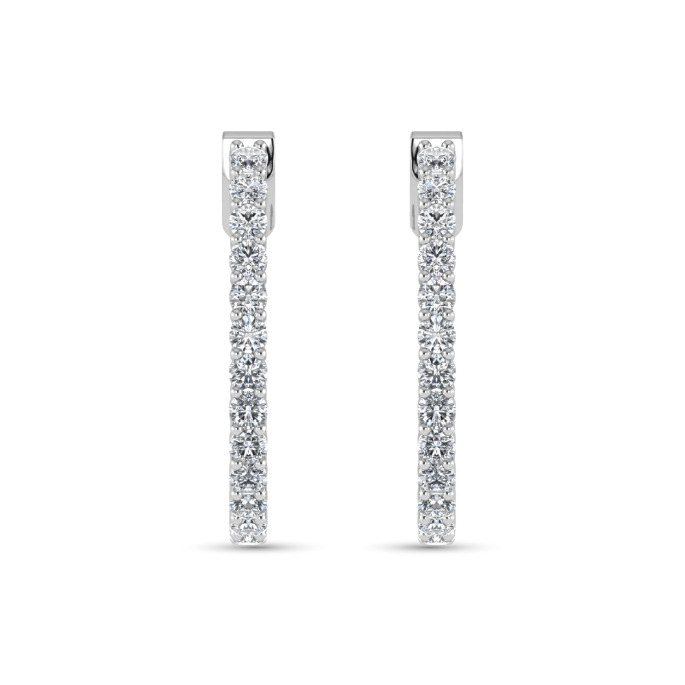 14K White Gold Lab Grown Diamond 2 3/4 Ct.Tw. Hoop Earrings