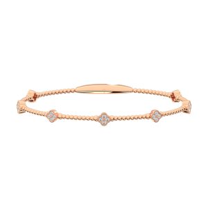 14K Rose Lab Grown 7/8 Ct.Tw. Clover Flexi Bangle