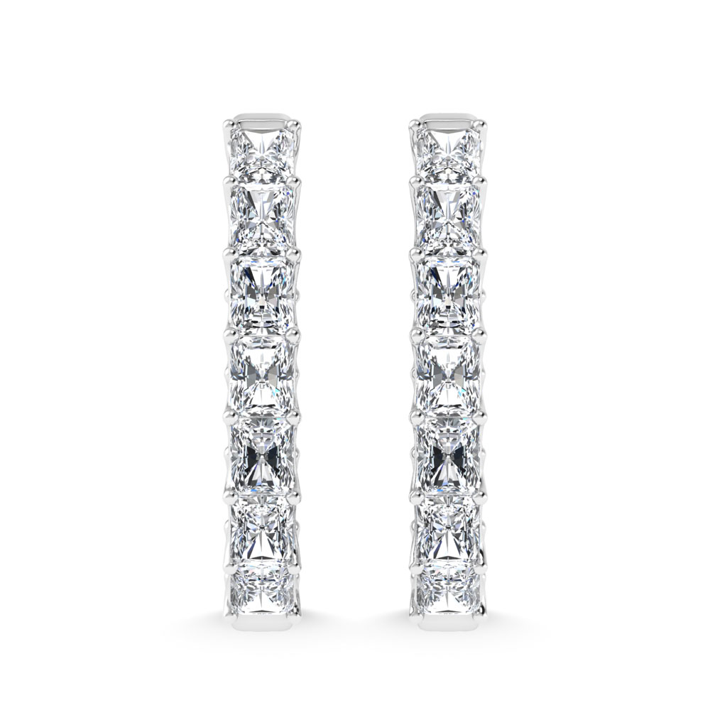 14K White Gold 2 3/4 Ct.Tw. Lab Grown Diamond In and Out Vertical Radiant Shape Hoop Earring