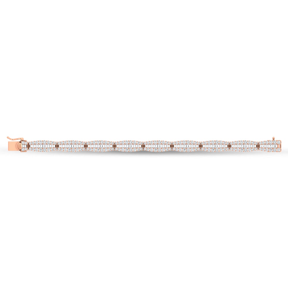 14K Rose Gold Lab Grown Diamond 10 Ct.Tw. Round and Baguette Fancy Bracelet