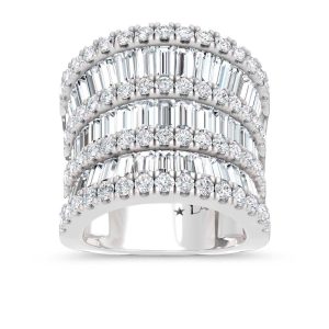 14K White Gold Lab Grown Diamond Round and Tapper 5 Ct.Tw. Fashion Ring