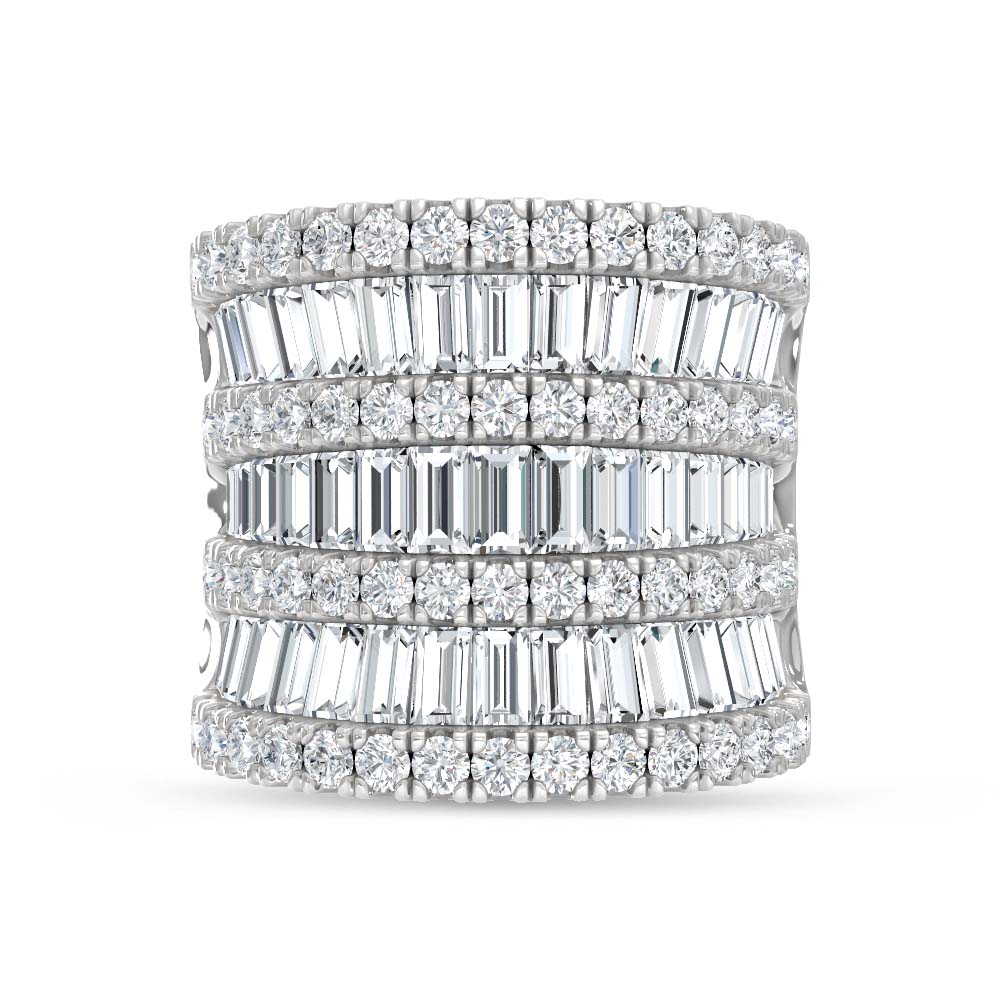 14K White Gold Lab Grown Diamond Round and Tapper 5 Ct.Tw. Fashion Ring