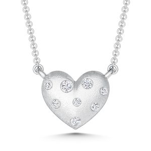 10K White Gold Lab Grown Diamond 1/10 Ct.Tw. Heart Pendant