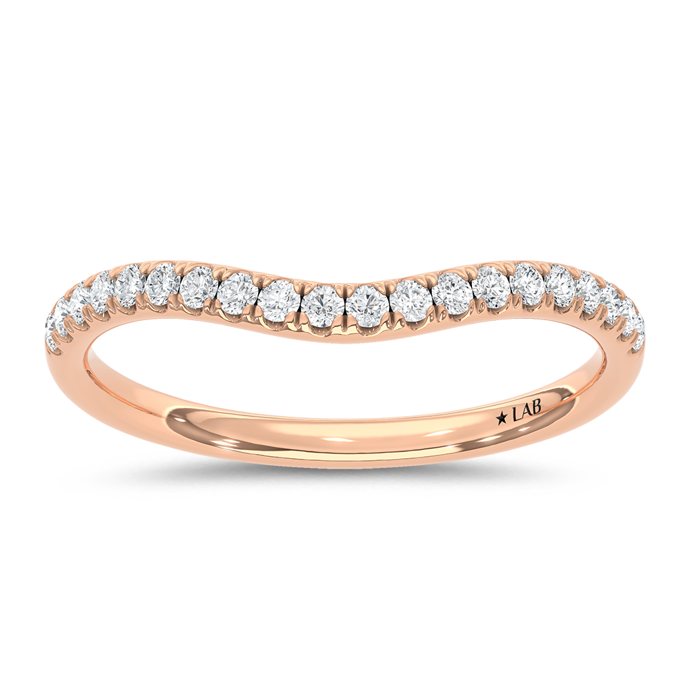 14K Rose Gold Lab Grown Diamond 1/6 Ct.Tw. Chevron Band