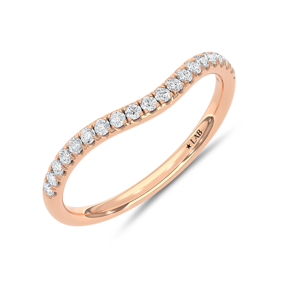 14K Rose Gold Lab Grown Diamond 1/6 Ct.Tw. Chevron Band