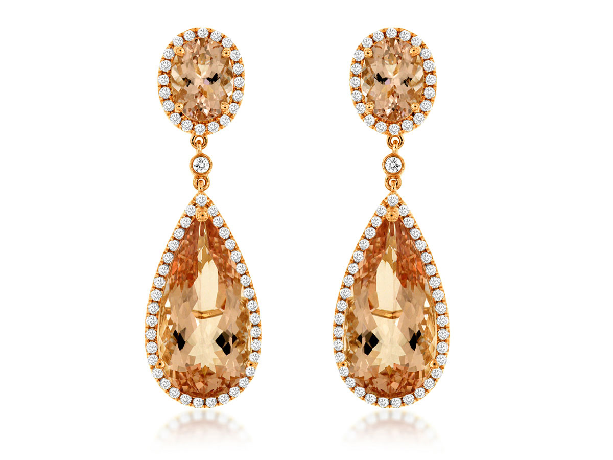 MORGANITE & DIAMOND EARRING
