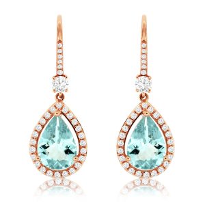 AQUAMARINE & DIAMOND EARRING