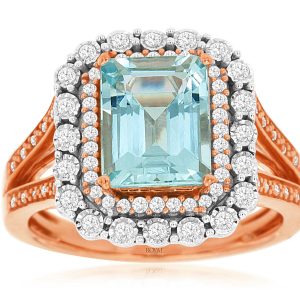 AQUAMARINE & DIAMOND RING