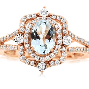AQUAMARINE & DIAMOND RING
