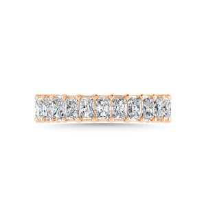 14K Rose Gold  2 CT Tw.  Emerald Shape Lab Grown Diamond Three Forth Eternity Band