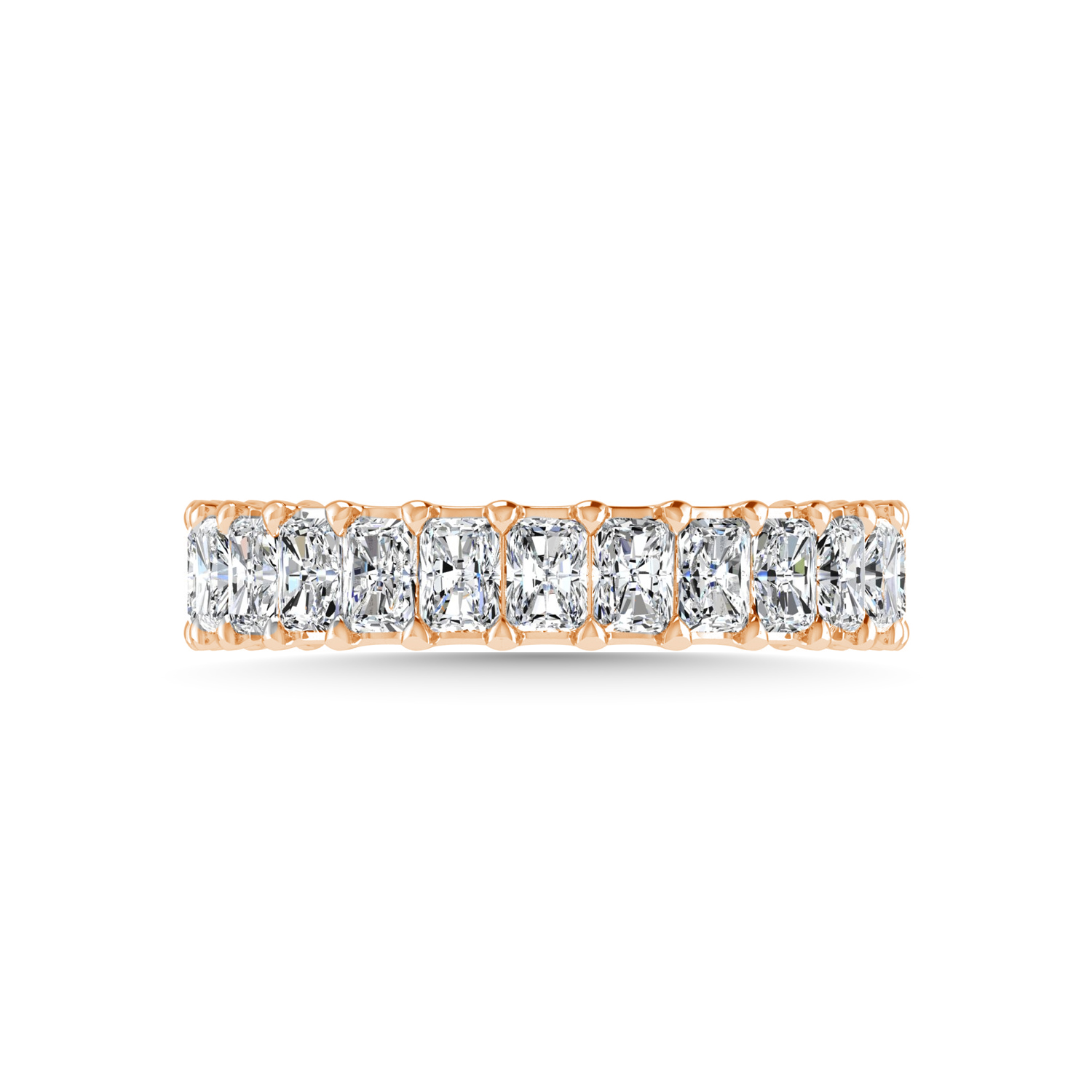 14K Rose Gold 2 CT Tw. Emerald Shape Lab Grown Diamond Three Forth Eternity Band