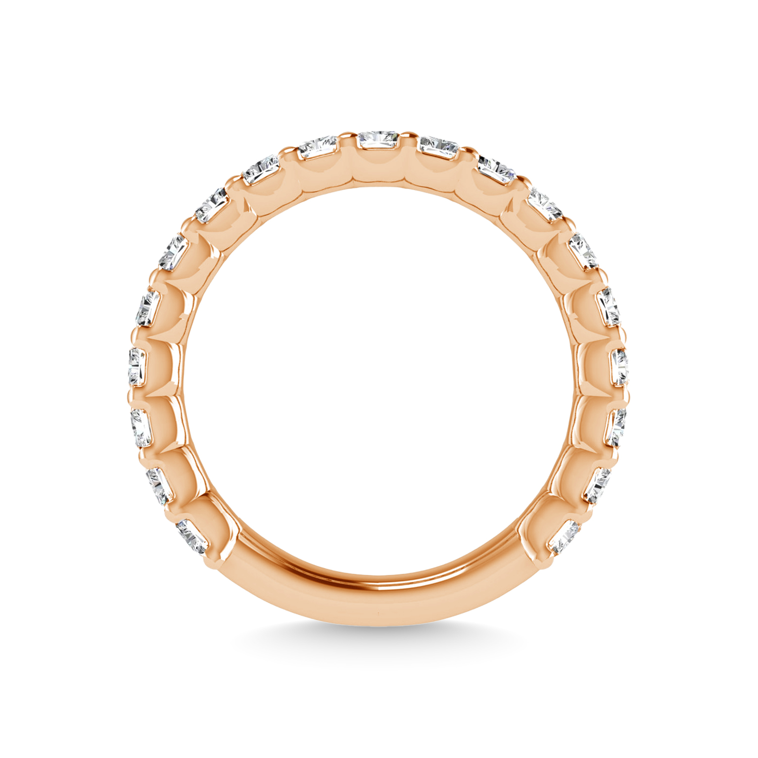 14K Rose Gold 2 CT Tw. Emerald Shape Lab Grown Diamond Three Forth Eternity Band