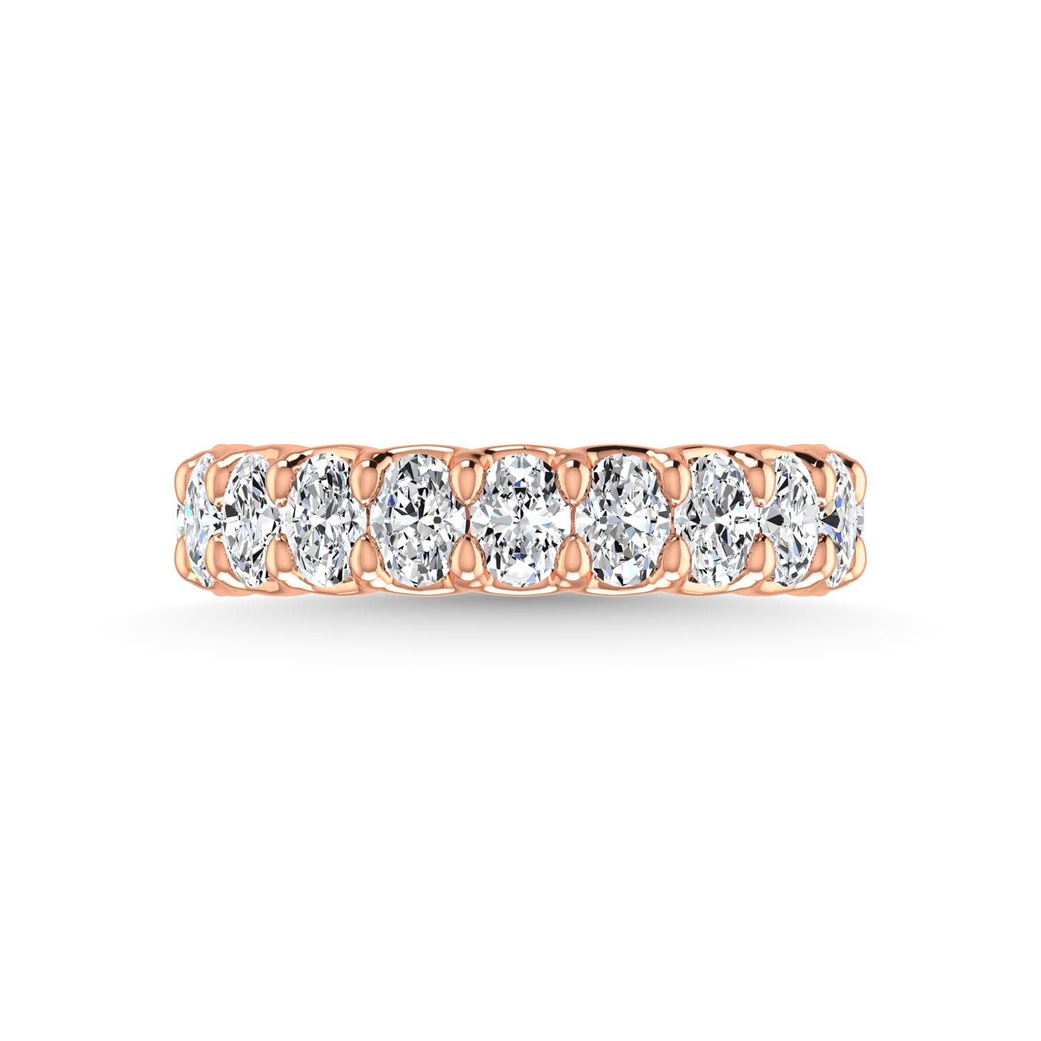14K Rose Gold 1 7/8 CT Tw. Oval Shape Lab Grown Diamond Three Forth Eternity Band