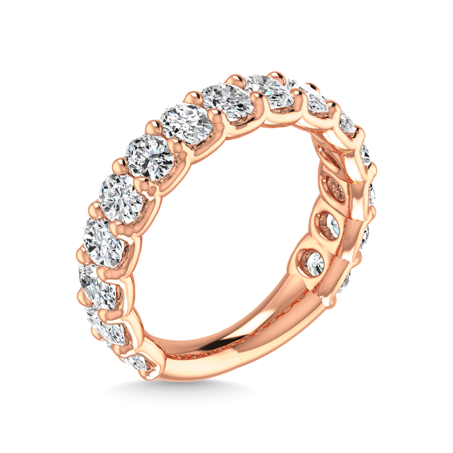 14K Rose Gold 1 7/8 CT Tw. Oval Shape Lab Grown Diamond Three Forth Eternity Band