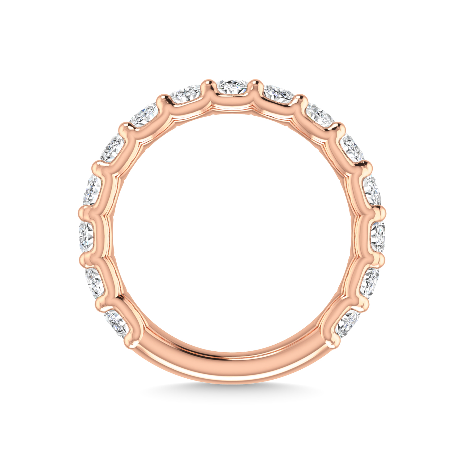 14K Rose Gold 1 7/8 CT Tw. Oval Shape Lab Grown Diamond Three Forth Eternity Band