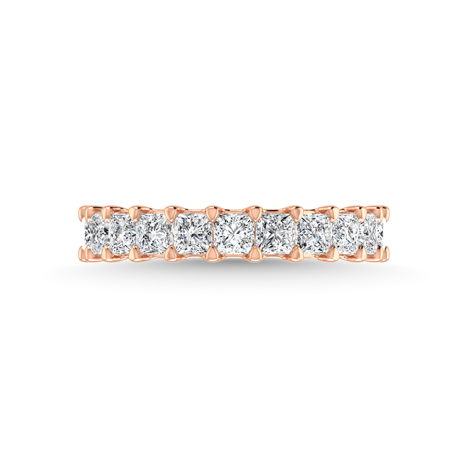 14K Rose Gold 1 7/8 CT Tw. Princess Shape Lab Grown Diamond Three Forth Eternity Band