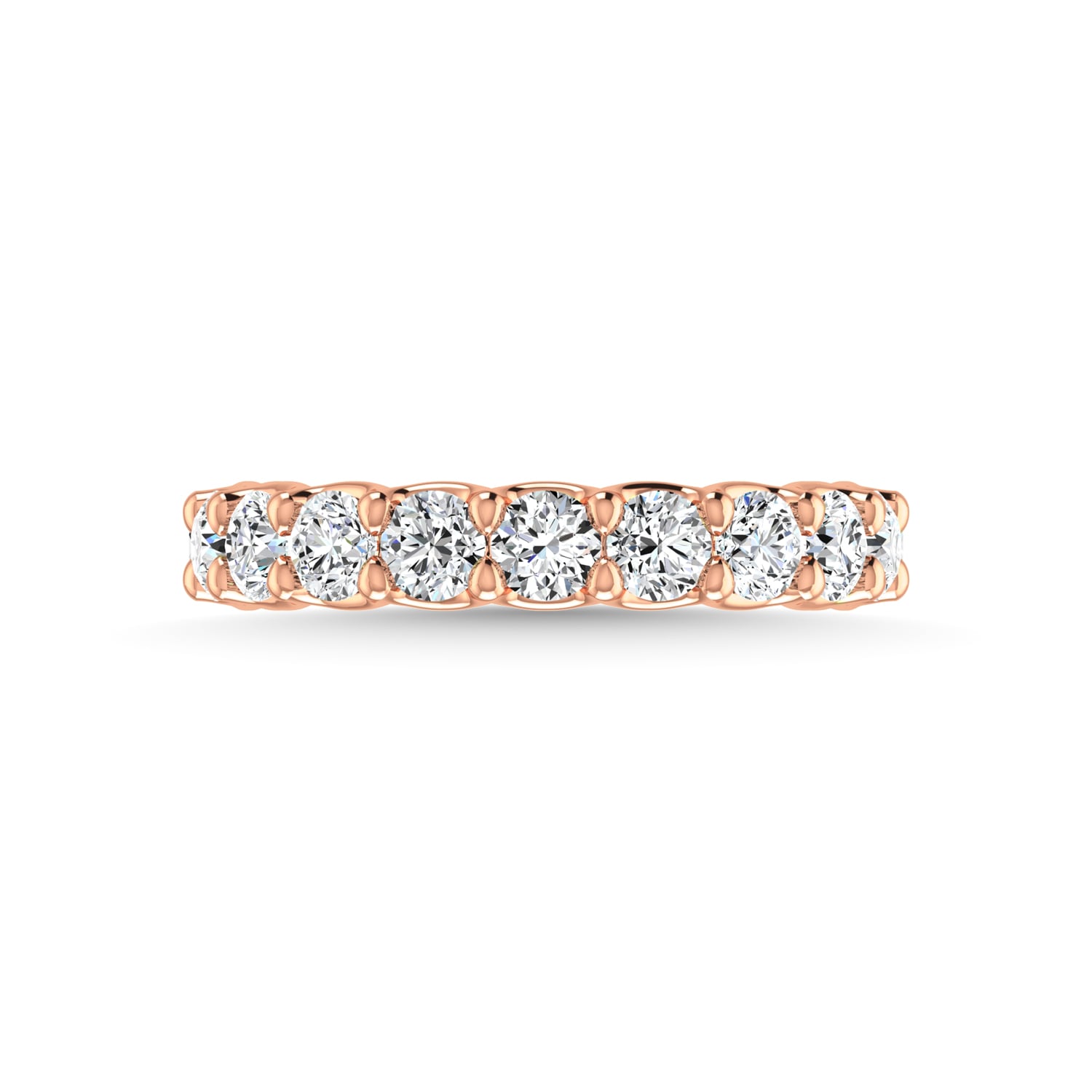 14K Rose Gold 7/8 CT Tw. Round Shape Lab Grown Diamond Three Forth Eternity Band
