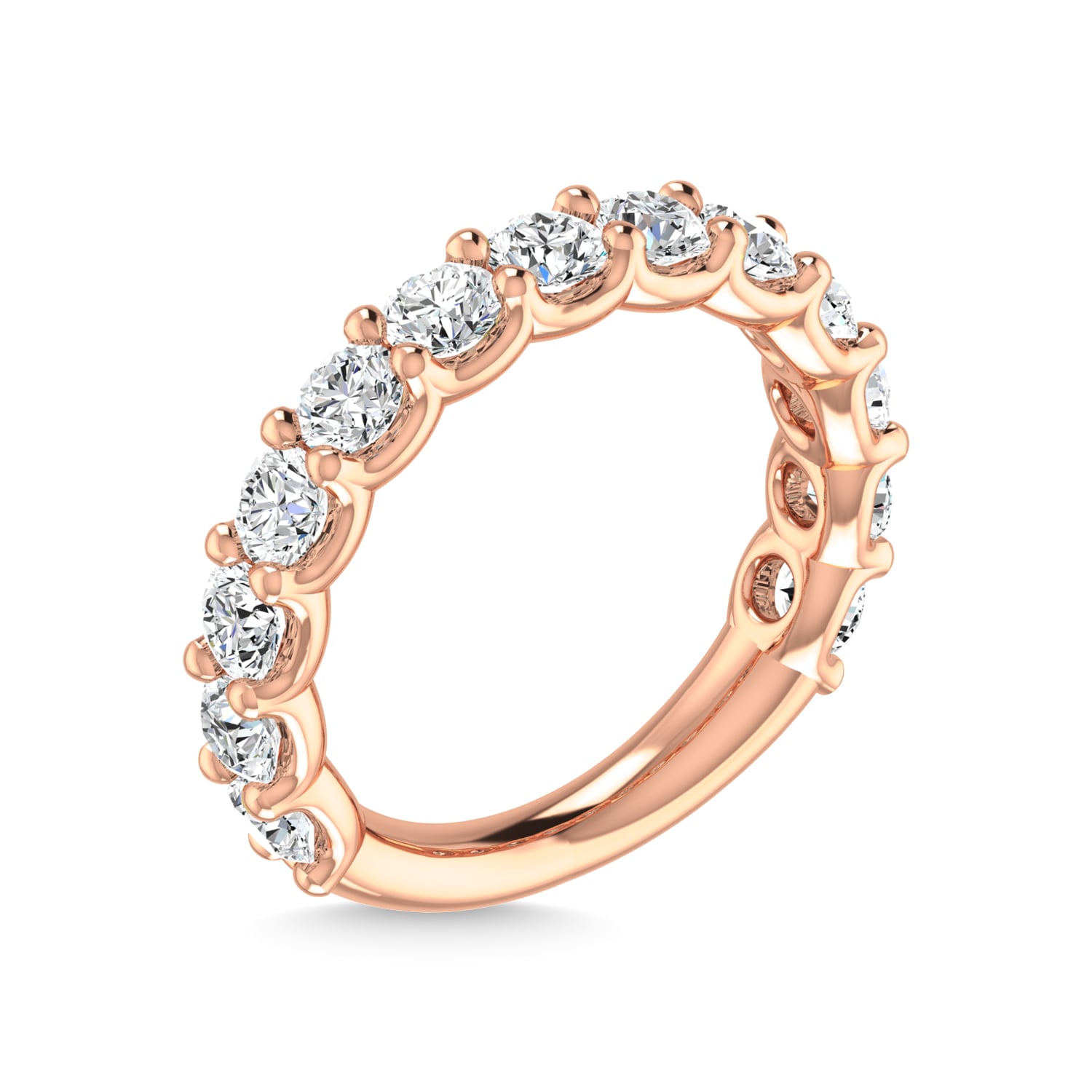 14K Rose Gold 7/8 CT Tw. Round Shape Lab Grown Diamond Three Forth Eternity Band