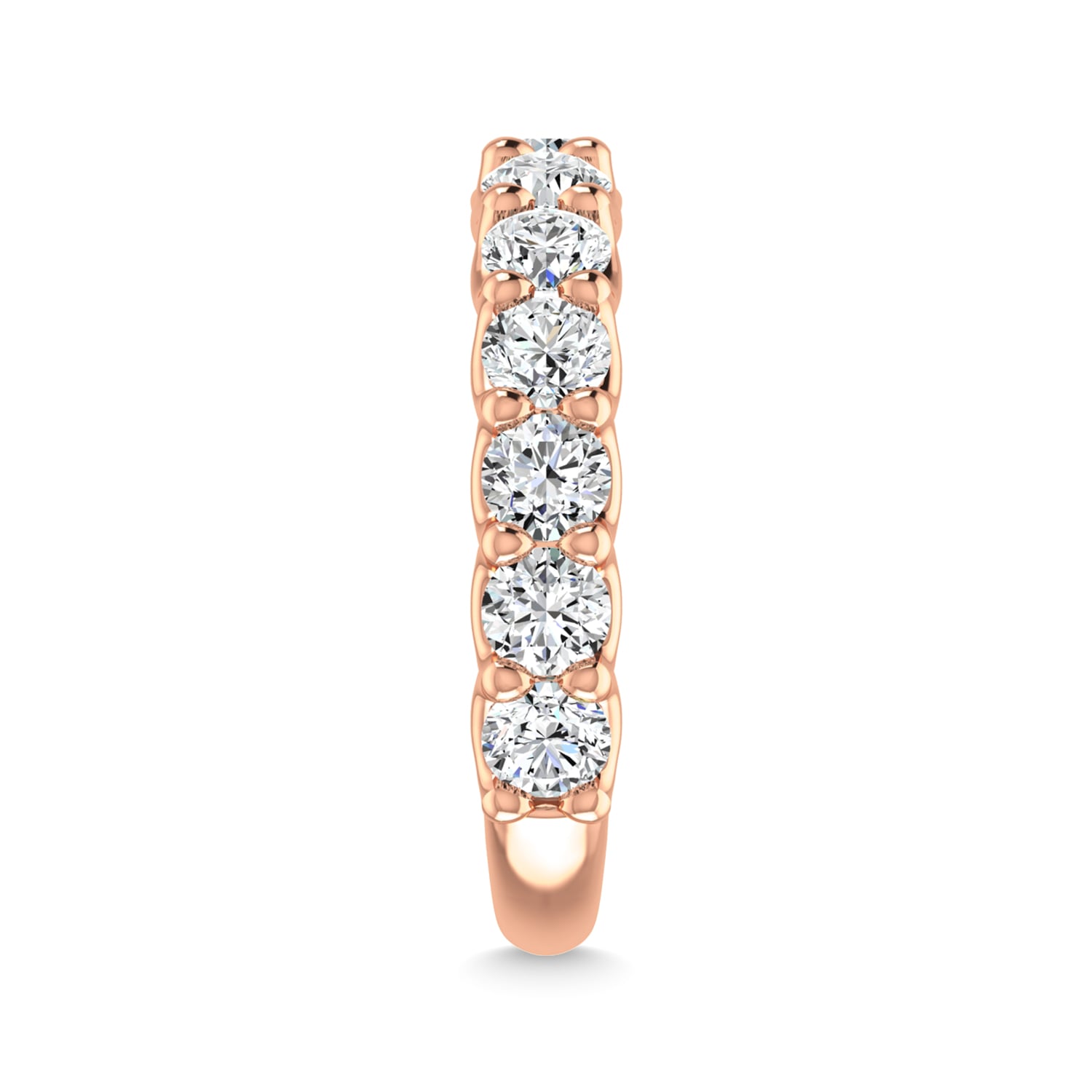 14K Rose Gold 7/8 CT Tw. Round Shape Lab Grown Diamond Three Forth Eternity Band