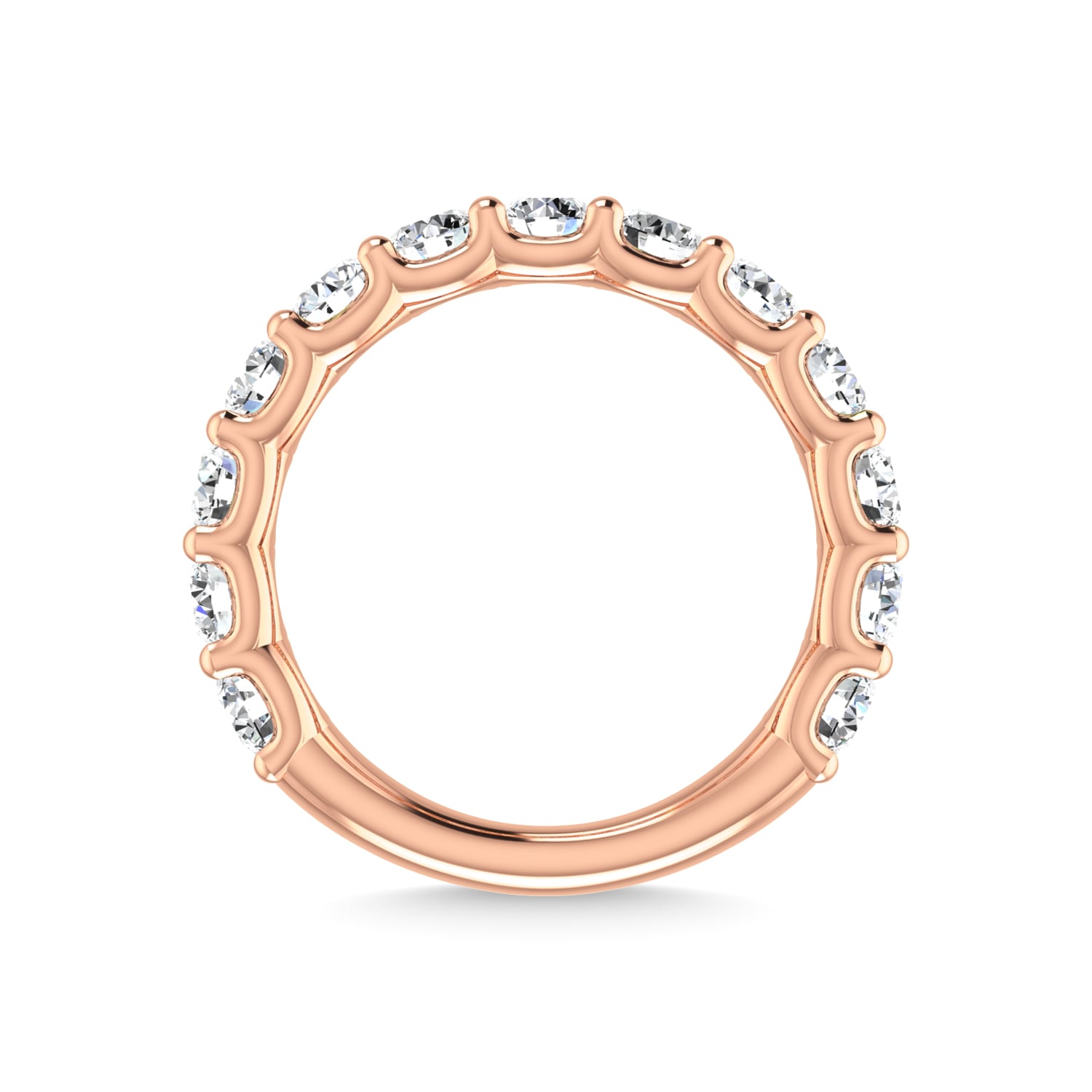 14K Rose Gold 7/8 CT Tw. Round Shape Lab Grown Diamond Three Forth Eternity Band