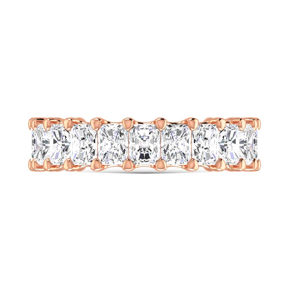 14K Rose Gold 1 7/8 CT Tw. Radiant Shape Lab Grown Diamond Three Forth Eternity Band