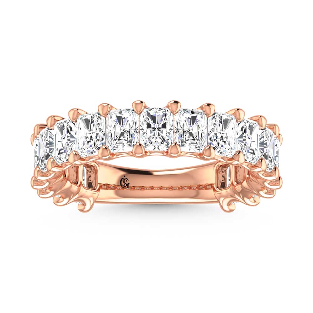 14K Rose Gold 1 7/8 CT Tw. Radiant Shape Lab Grown Diamond Three Forth Eternity Band