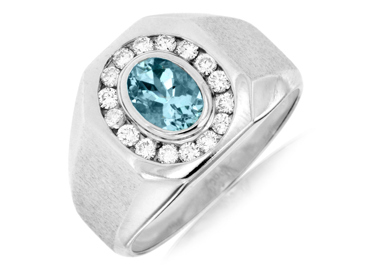 AQUAMARINE & DIAMOND RING