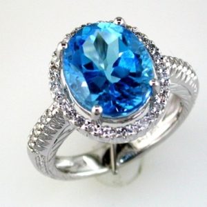 BLUE TOPAZ & DIAMOND RING