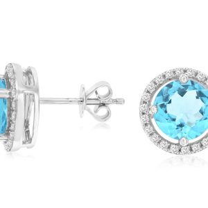 BLUE TOPAZ & DIAMOND EARRING