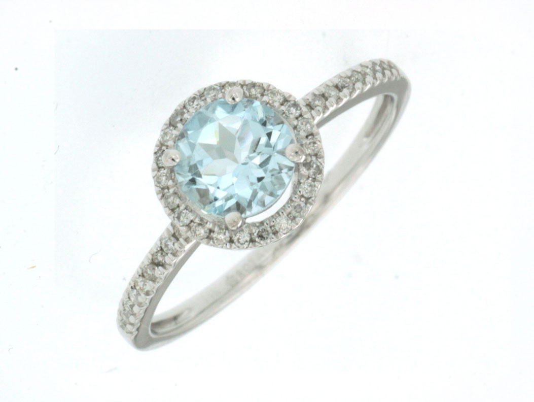AQUAMARINE & DIAMOND RING