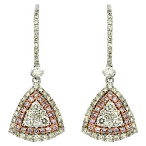 WHITE & PINK DIAMOND EARRING