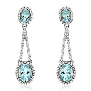 AQUAMARINE & DIAMOND EARRING