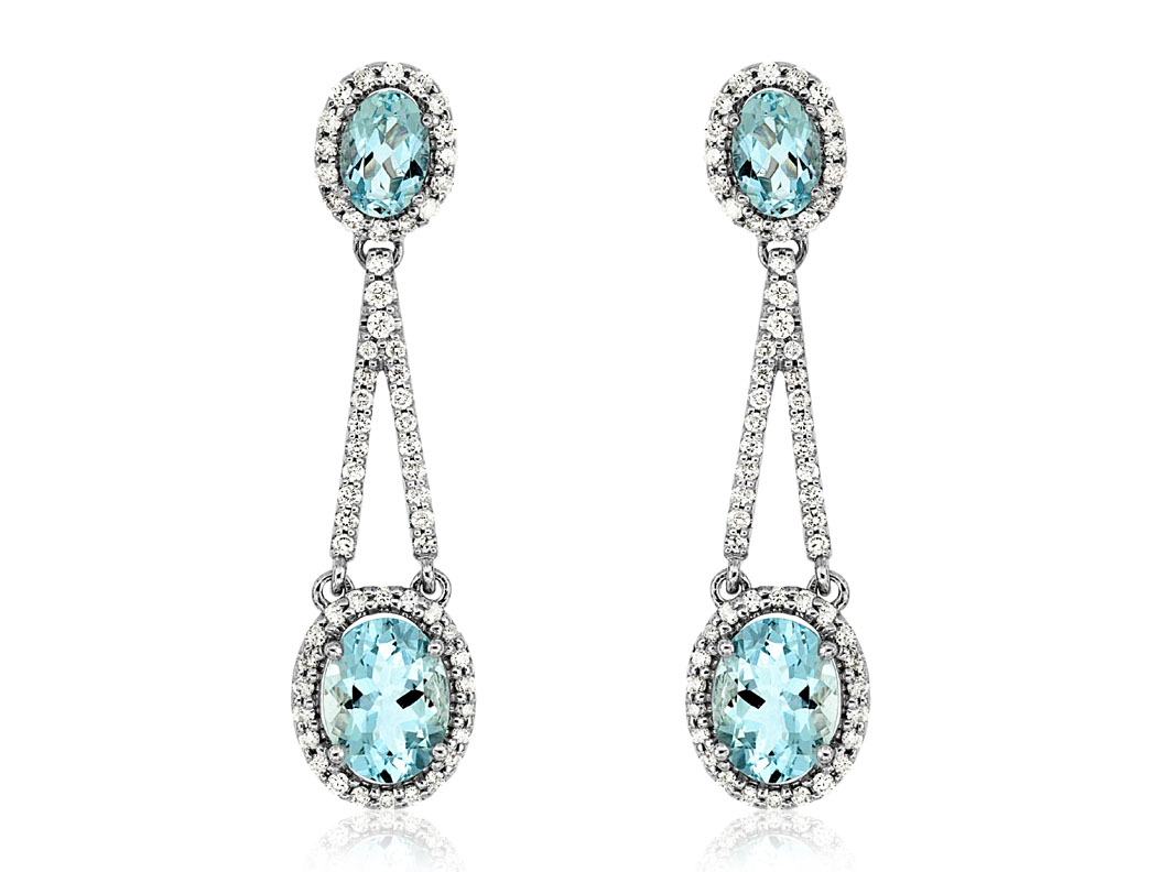 AQUAMARINE & DIAMOND EARRING